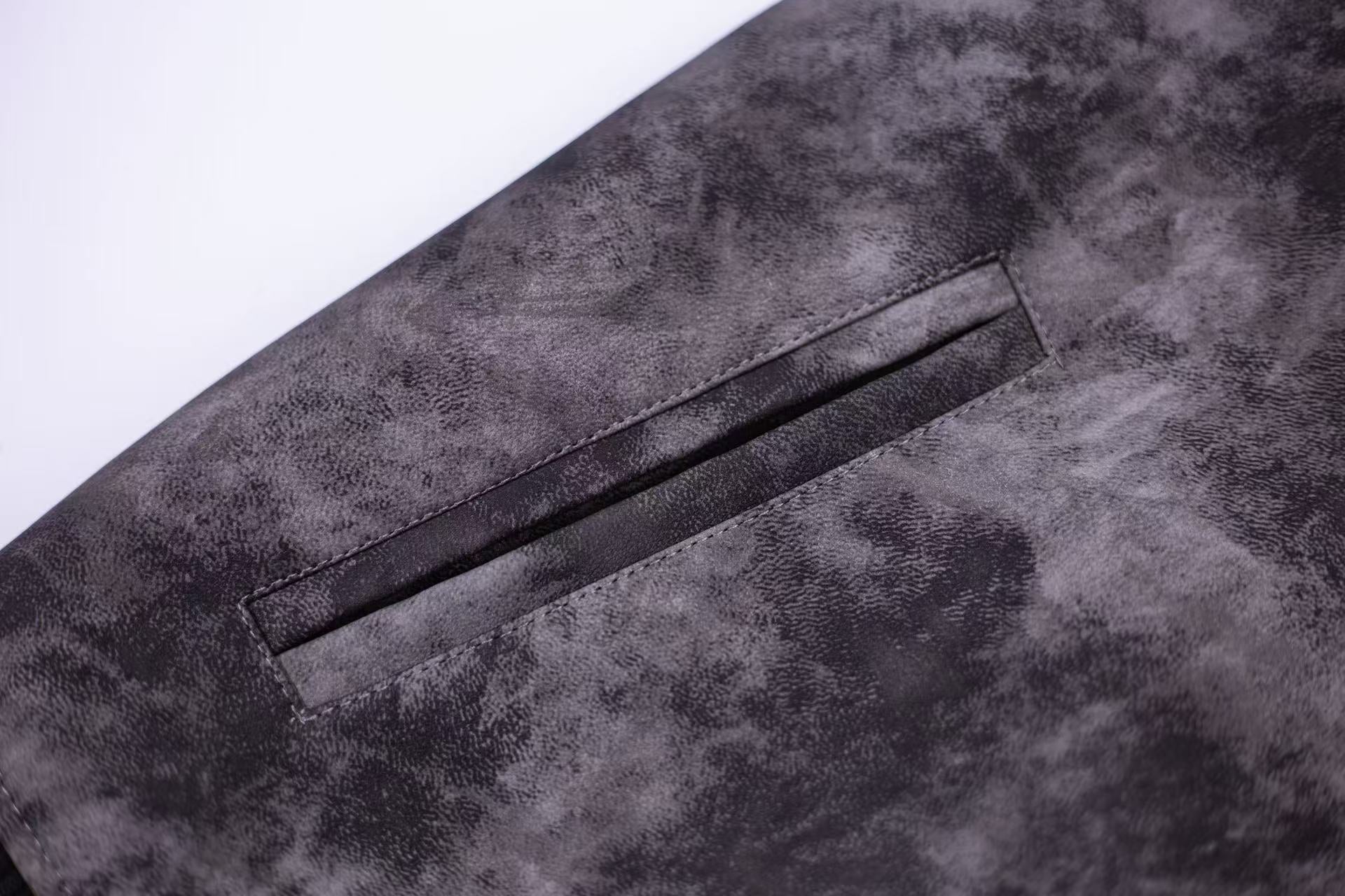 Fleur-de-lis Patch Varsity Jacket - Grey Tie-dye Outerwear A5588