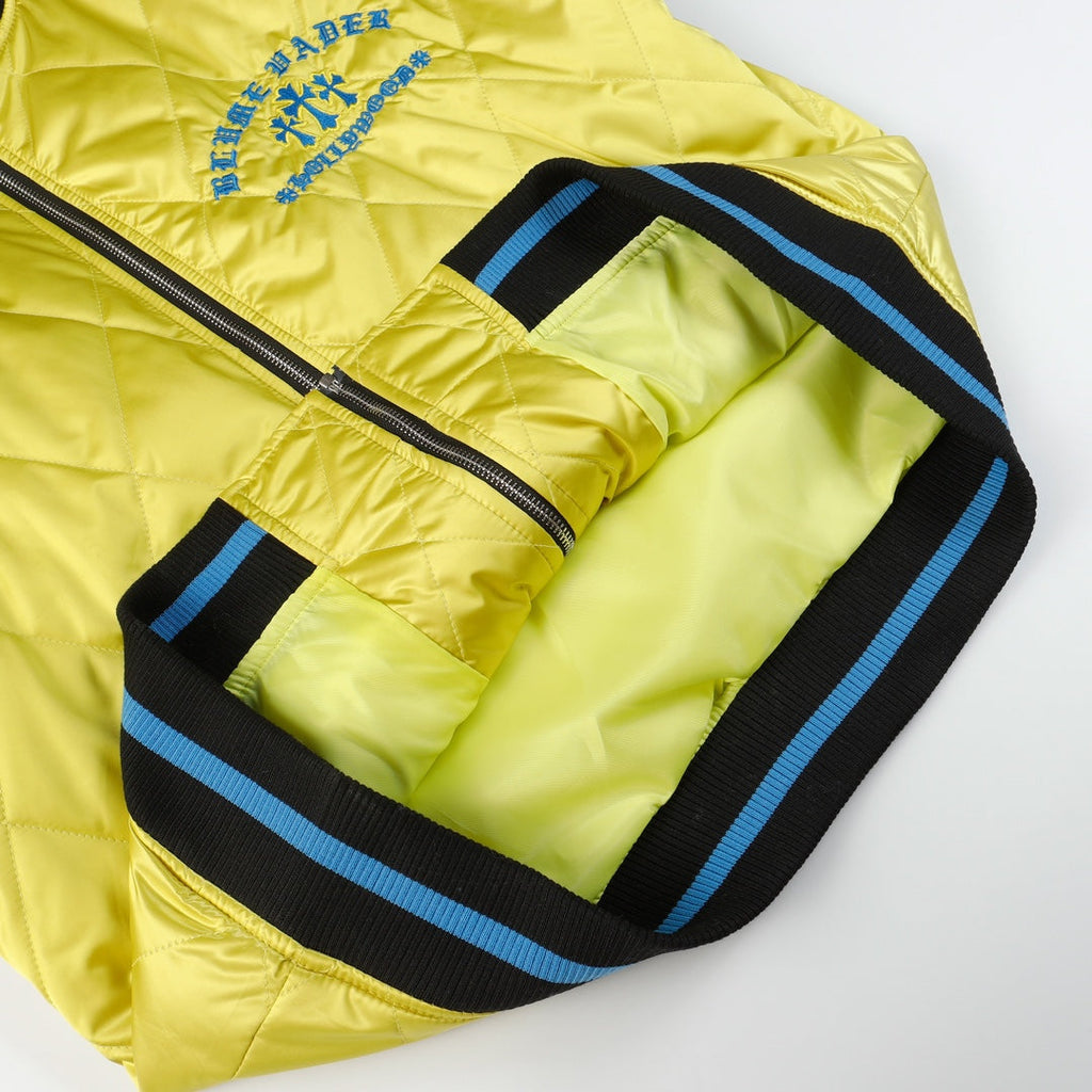 Flaming Youth Bomber Jacket - Yellow Black Graphic Street Coat D10