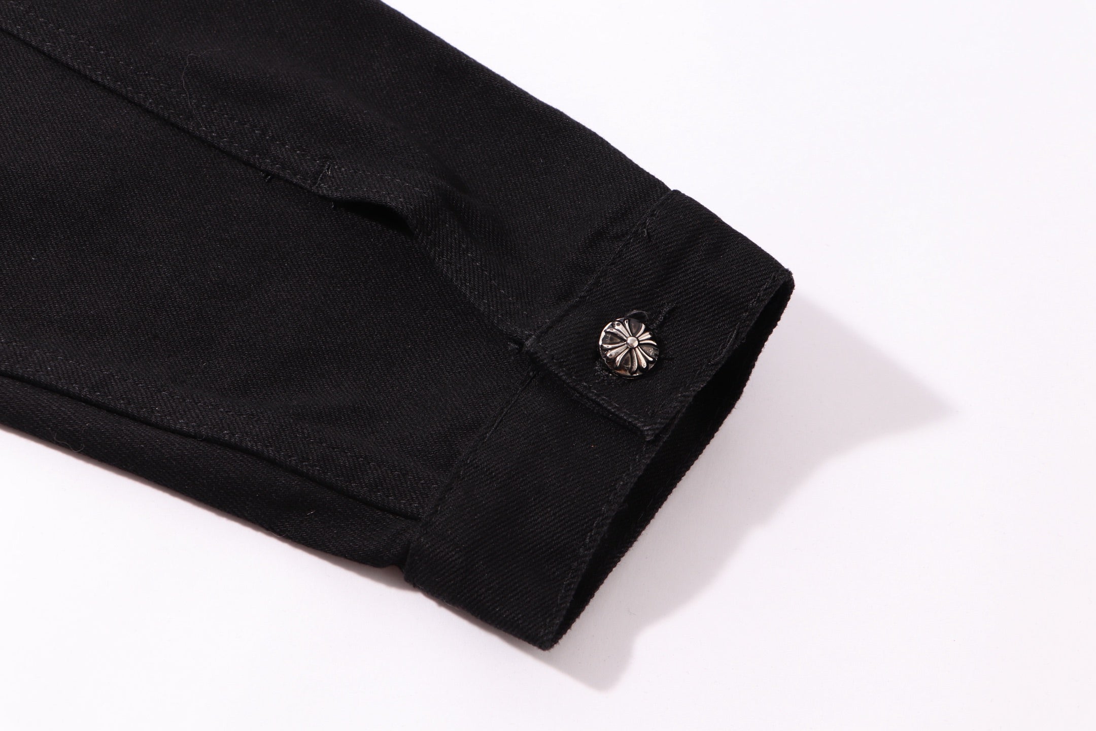 Multi Cross Studded Denim Jacket - Black Gothic Streetwear Coat H49