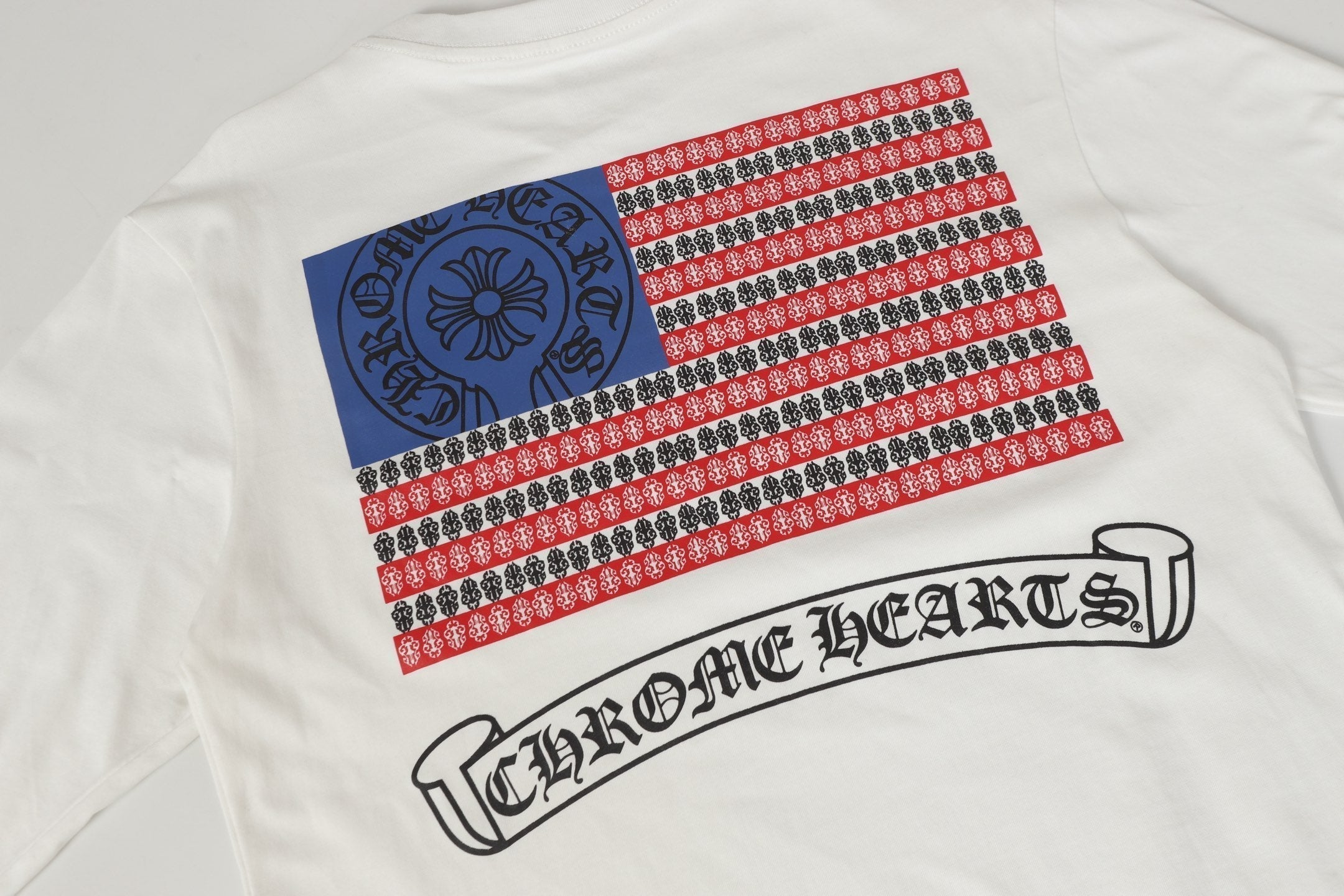 Logo Flag Long Sleeve Tee - Black White Gothic Street T-Shirt K2126