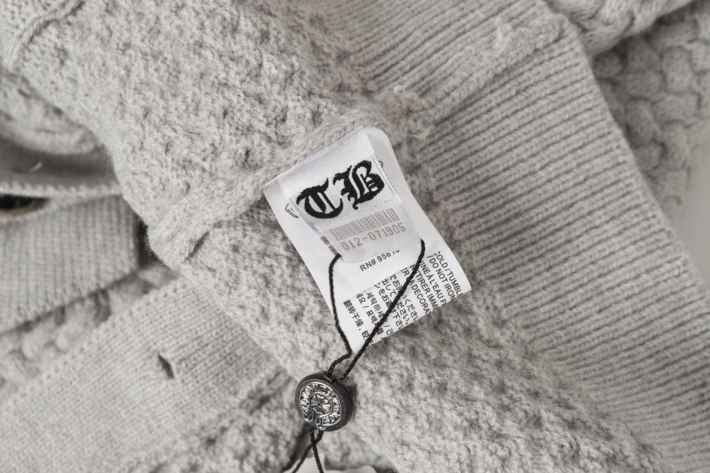 Gothic Cross Knit Cardigan - Black Grey Streetwear Jacket 904