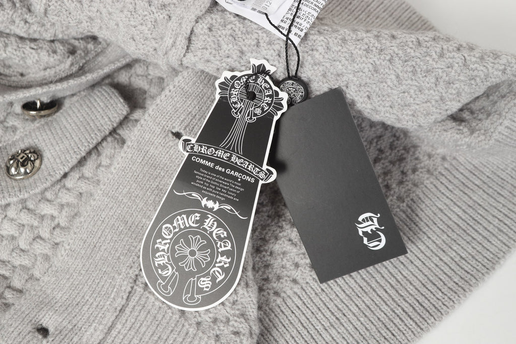 Gothic Cross Knit Cardigan - Black Grey Streetwear Jacket 904